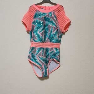 Art Class Kids Swim One Piece - Pink and Green